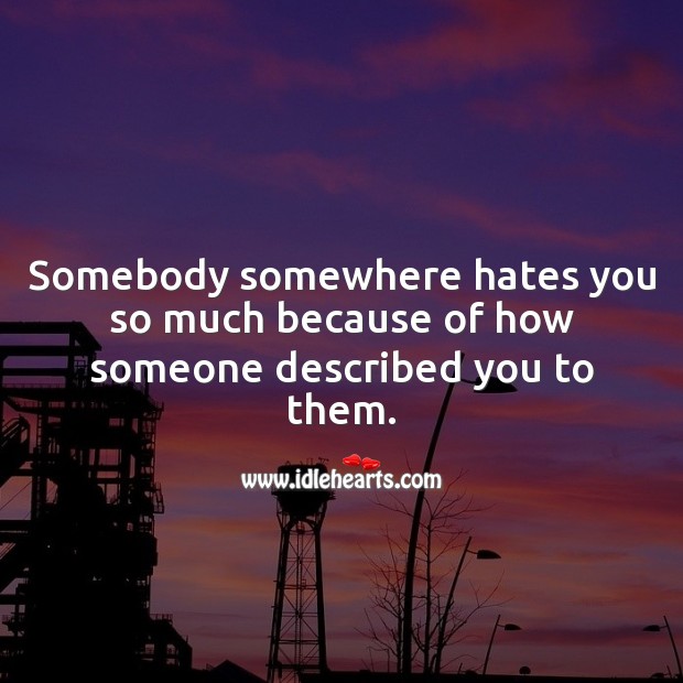 Somebody somewhere hates you so much because of how someone described you to them. Image