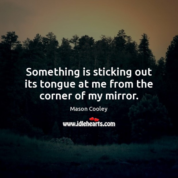 Something is sticking out its tongue at me from the corner of my mirror. Mason Cooley Picture Quote