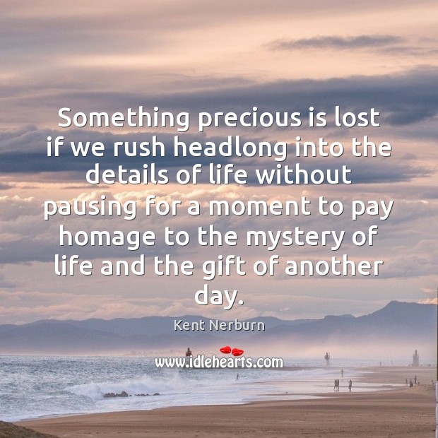 Something precious is lost if we rush headlong into the details of Kent Nerburn Picture Quote