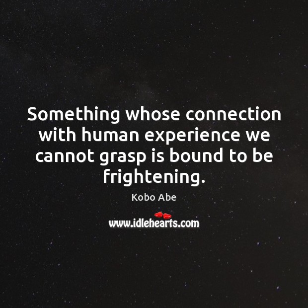 Something whose connection with human experience we cannot grasp is bound to Kobo Abe Picture Quote