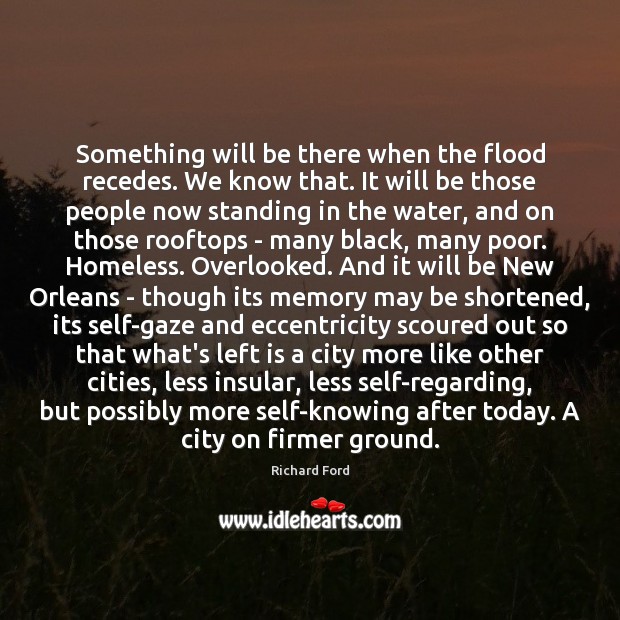 Something will be there when the flood recedes. We know that. It Richard Ford Picture Quote
