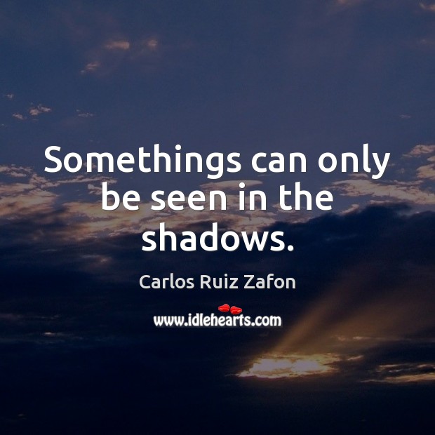 Somethings can only be seen in the shadows. Carlos Ruiz Zafon Picture Quote