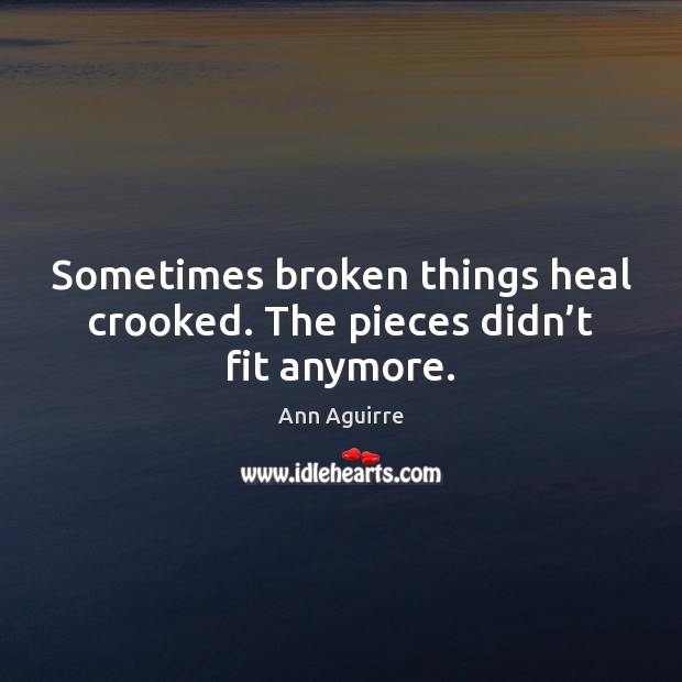 Sometimes broken things heal crooked. The pieces didn’t fit anymore. Ann Aguirre Picture Quote