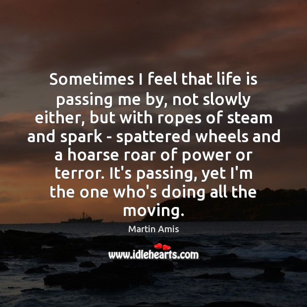 Sometimes I feel that life is passing me by, not slowly either, Martin Amis Picture Quote