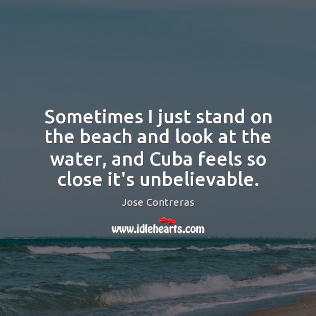 Sometimes I just stand on the beach and look at the water, Jose Contreras Picture Quote