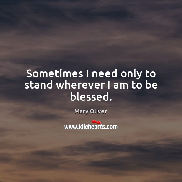 Sometimes I need only to stand wherever I am to be blessed. Mary Oliver Picture Quote