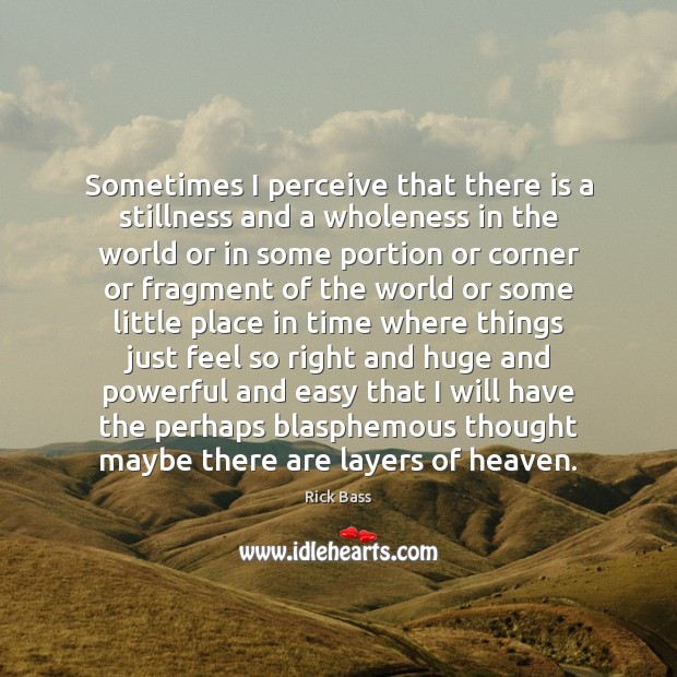 Sometimes I perceive that there is a stillness and a wholeness in Image