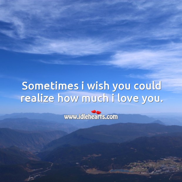 Sometimes I wish you could realize how much I love you. Realize Quotes Image