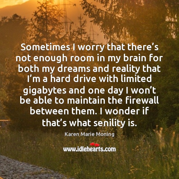 Sometimes I worry that there’s not enough room in my brain Karen Marie Moning Picture Quote