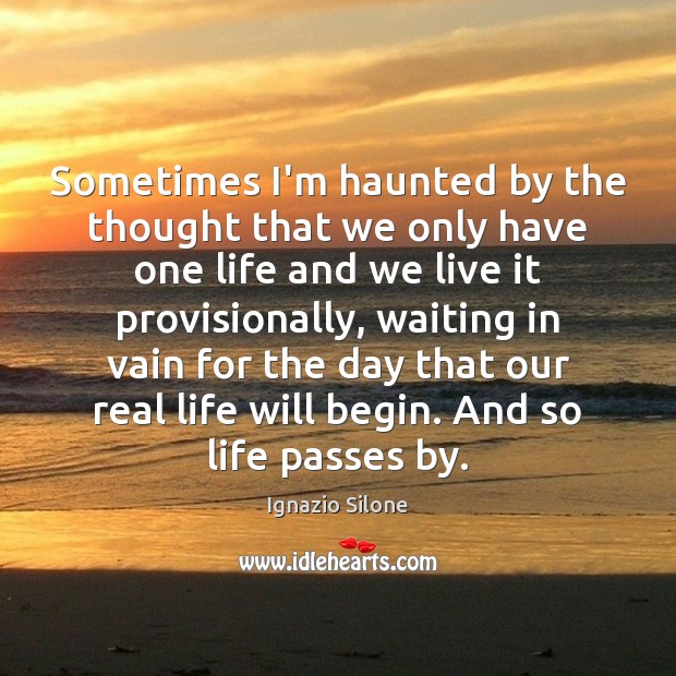 Sometimes I’m haunted by the thought that we only have one life Real Life Quotes Image