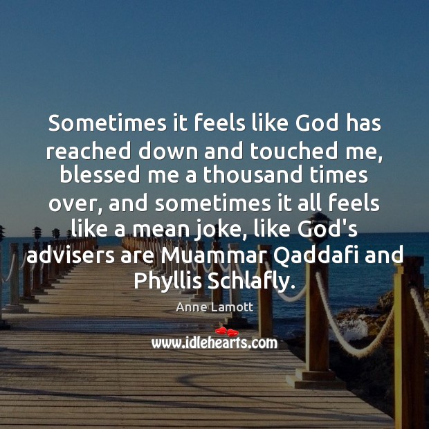 Sometimes it feels like God has reached down and touched me, blessed Anne Lamott Picture Quote