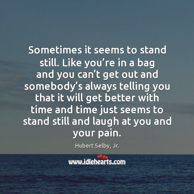 Sometimes it seems to stand still. Like you’re in a bag Hubert Selby, Jr. Picture Quote