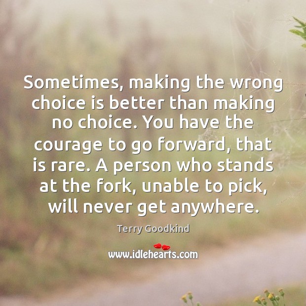 Sometimes, making the wrong choice is better than making no choice. You Image