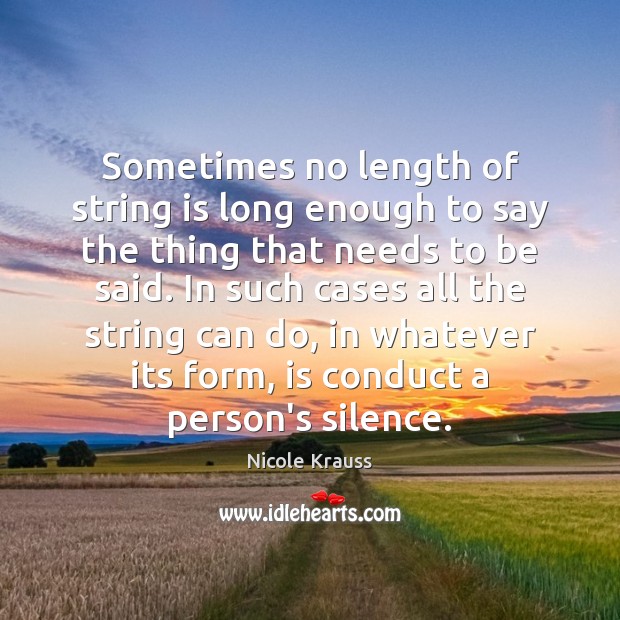 Sometimes no length of string is long enough to say the thing Nicole Krauss Picture Quote