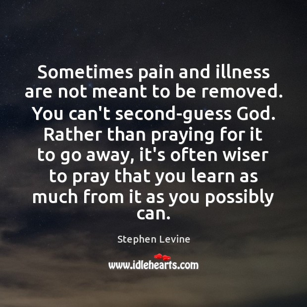 Sometimes pain and illness are not meant to be removed. You can’t Stephen Levine Picture Quote