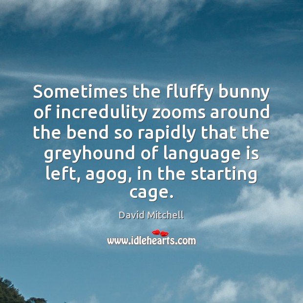 Sometimes the fluffy bunny of incredulity zooms around the bend so rapidly David Mitchell Picture Quote