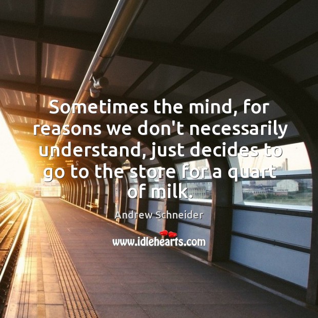 Sometimes the mind, for reasons we don’t necessarily understand, just decides to Andrew Schneider Picture Quote