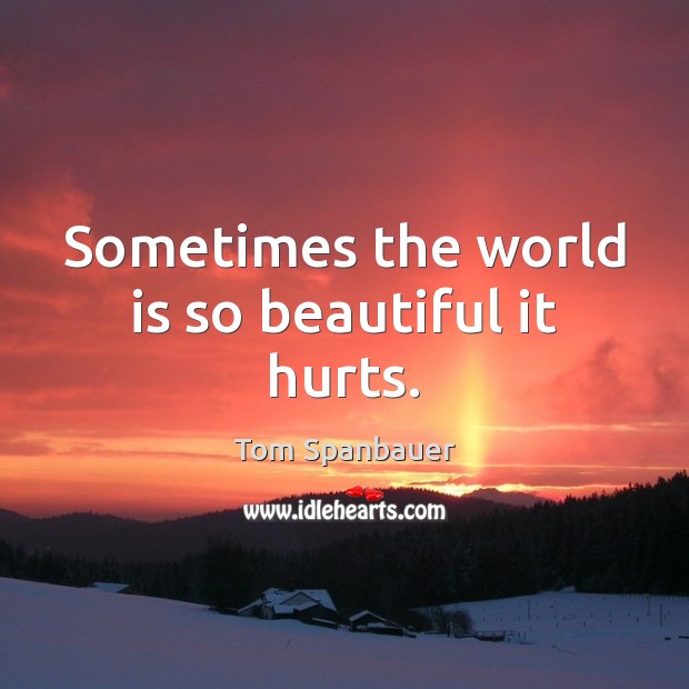 Sometimes the world is so beautiful it hurts. Tom Spanbauer Picture Quote