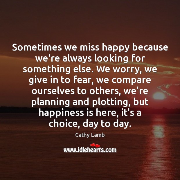 Sometimes we miss happy because we’re always looking for something else. We Happiness Quotes Image