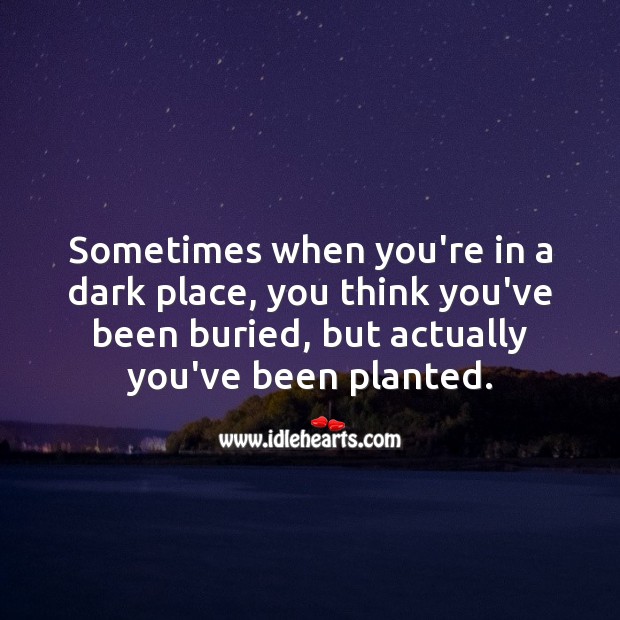 Sometimes when you’re in a dark place, you think you’ve been buried, but actually you’ve been planted. Image