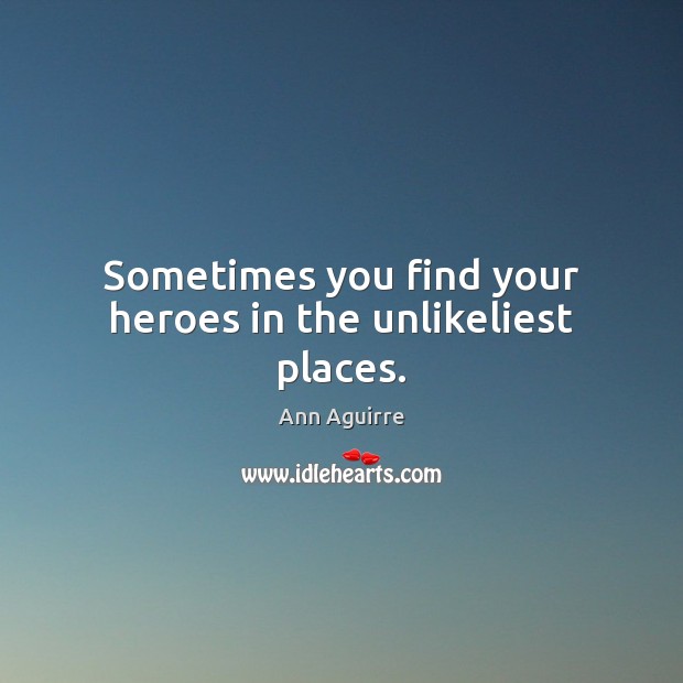 Sometimes you find your heroes in the unlikeliest places. Ann Aguirre Picture Quote