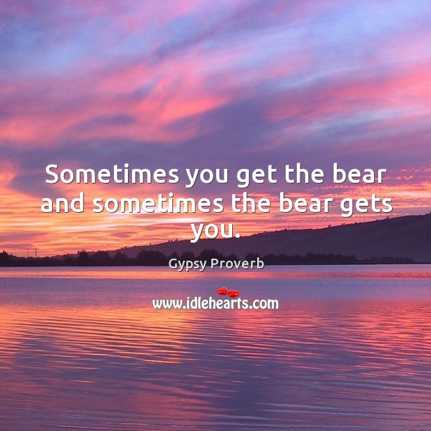 Sometimes you get the bear and sometimes the bear gets you. Gypsy Proverbs Image