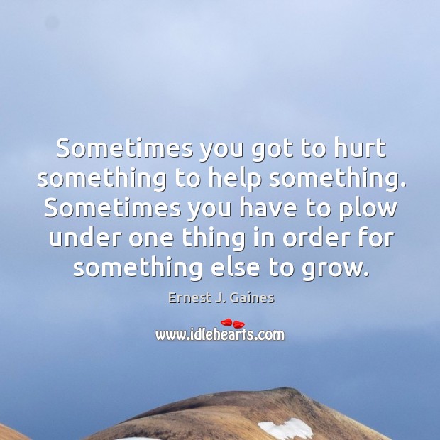 Sometimes you got to hurt something to help something. Sometimes you have to plow under one Hurt Quotes Image