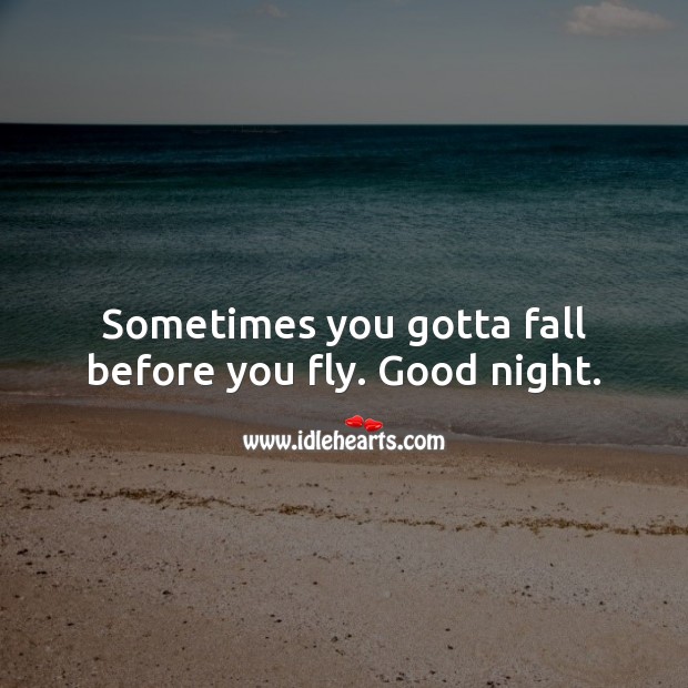 Sometimes you gotta fall before you fly. Good night. Good Night Quotes Image
