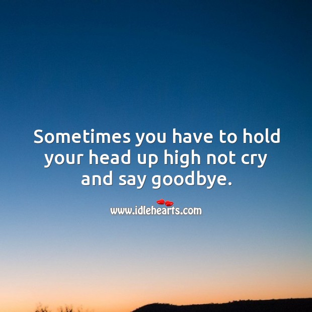 Sometimes you have to hold your head up high not cry and say goodbye. Goodbye Quotes Image