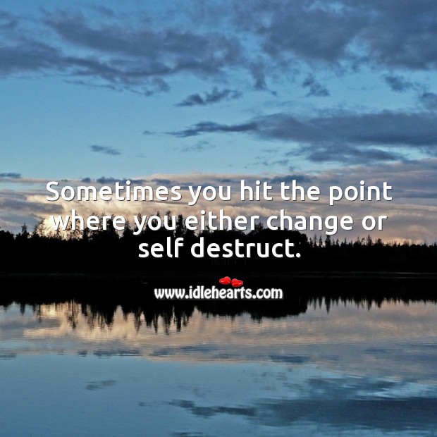Sometimes you hit the point where you either change or self destruct. Image