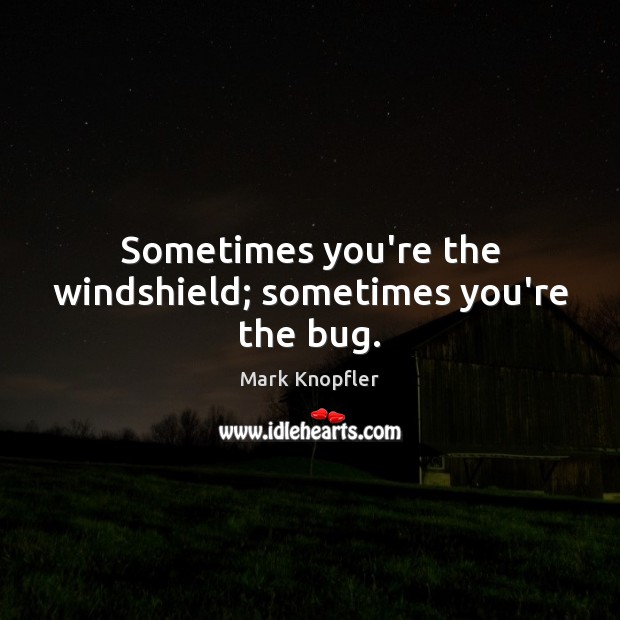 Sometimes you’re the windshield; sometimes you’re the bug. Mark Knopfler Picture Quote