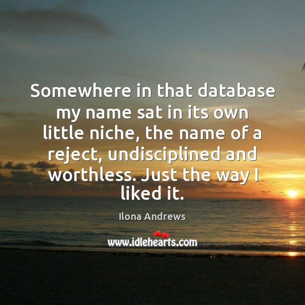 Somewhere in that database my name sat in its own little niche, Ilona Andrews Picture Quote