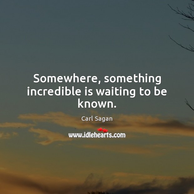 Somewhere, something incredible is waiting to be known. Image
