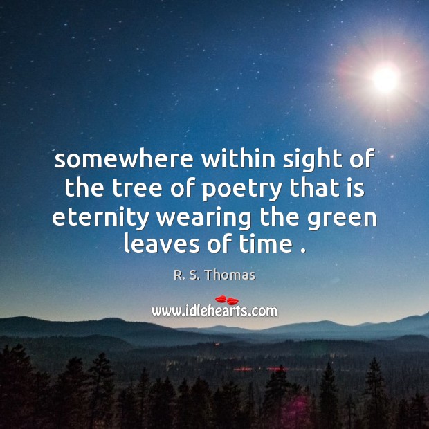 Somewhere within sight of the tree of poetry that is eternity wearing R. S. Thomas Picture Quote