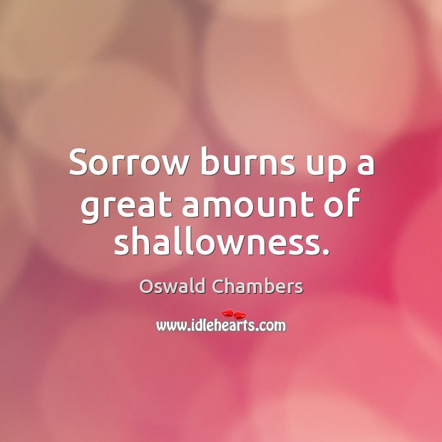 Sorrow burns up a great amount of shallowness. Image