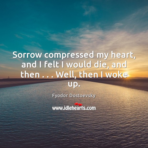 Sorrow compressed my heart, and I felt I would die, and then . . . Well, then I woke up. Image