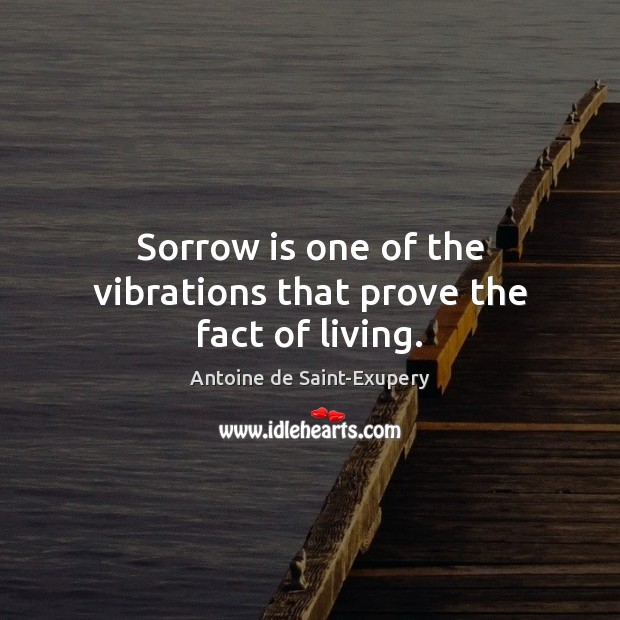 Sorrow is one of the vibrations that prove the fact of living. Antoine de Saint-Exupery Picture Quote