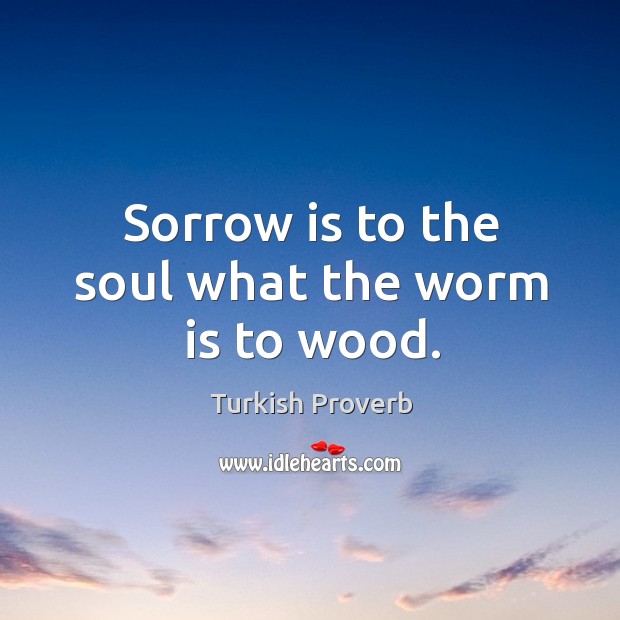 Sorrow is to the soul what the worm is to wood. Turkish Proverbs Image