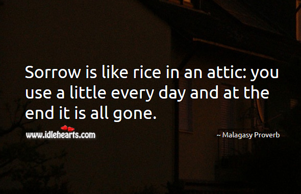 Sorrow is like rice in an attic: you use a little every day and at the end it is all gone. Image
