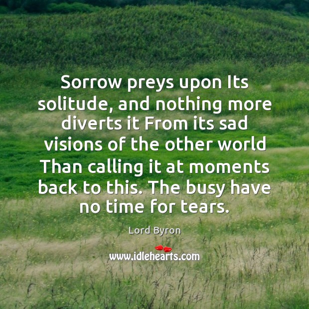 Sorrow preys upon Its solitude, and nothing more diverts it From its Lord Byron Picture Quote
