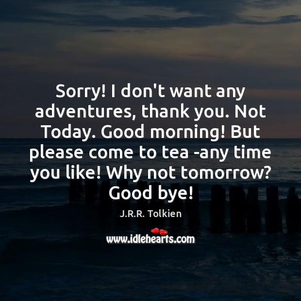 Sorry! I don’t want any adventures, thank you. Not Today. Good morning! Thank You Quotes Image