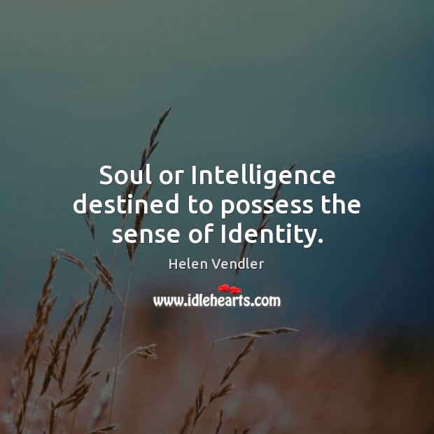 Soul or Intelligence destined to possess the sense of Identity. Helen Vendler Picture Quote