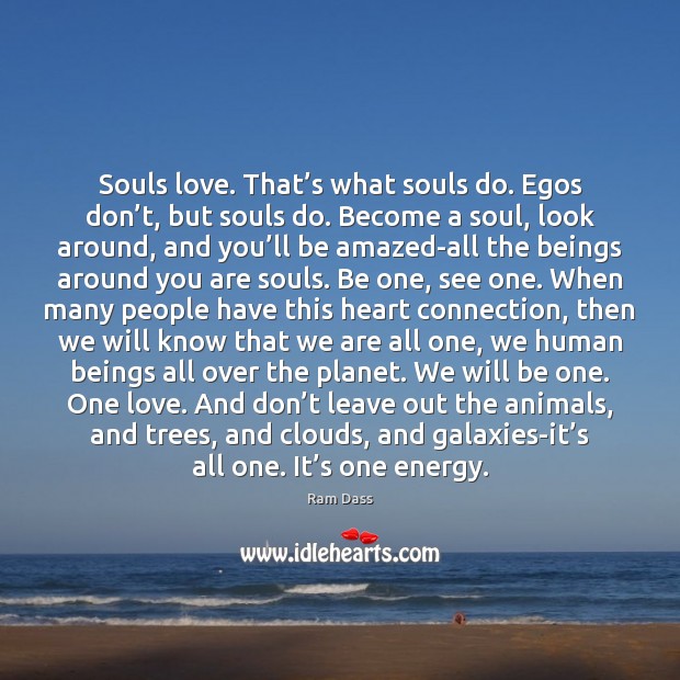 Souls love. That’s what souls do. Egos don’t, but souls Ram Dass Picture Quote
