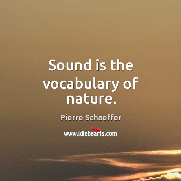 Sound is the vocabulary of nature. Image