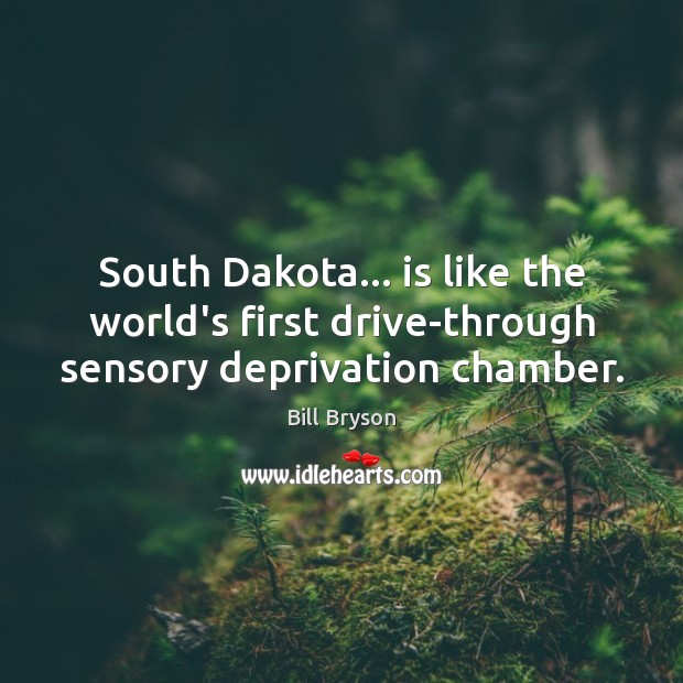 South Dakota… is like the world’s first drive-through sensory deprivation chamber. Bill Bryson Picture Quote