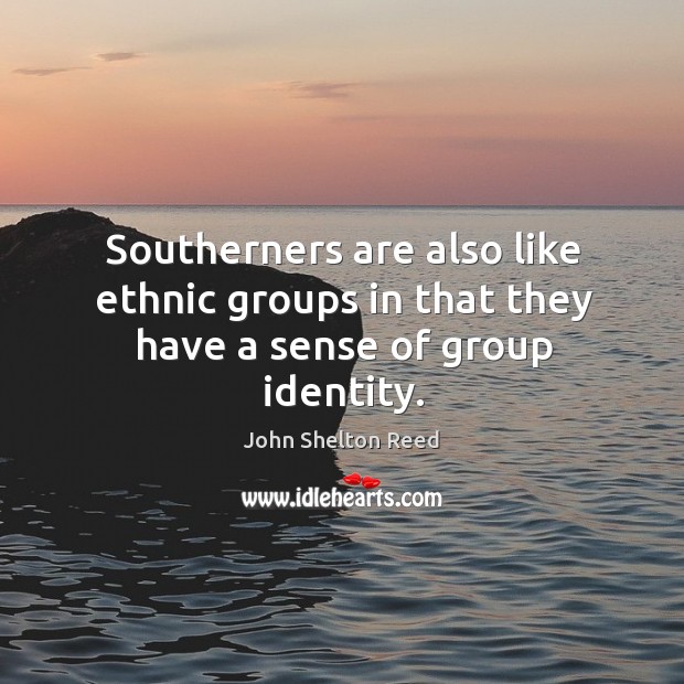 Southerners are also like ethnic groups in that they have a sense of group identity. John Shelton Reed Picture Quote