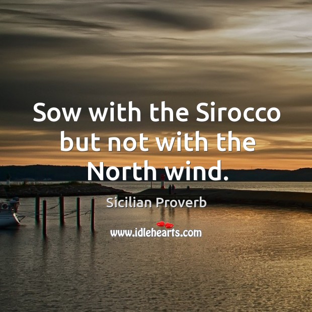Sow with the sirocco but not with the north wind. Image