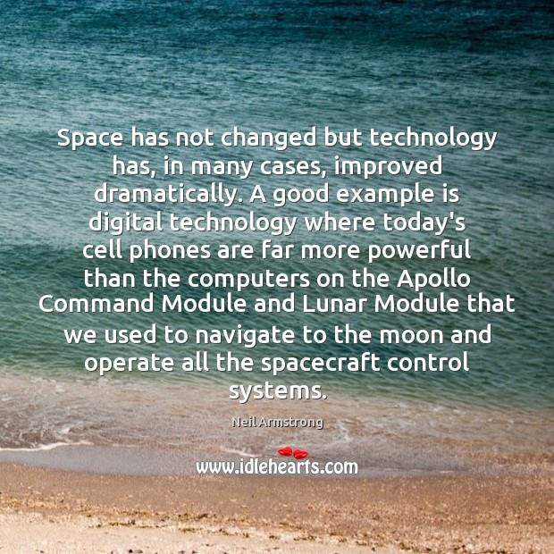 Space has not changed but technology has, in many cases, improved dramatically. Neil Armstrong Picture Quote