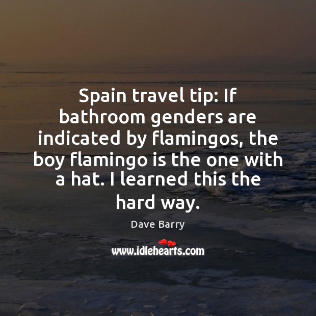 Spain travel tip: If bathroom genders are indicated by flamingos, the boy Dave Barry Picture Quote