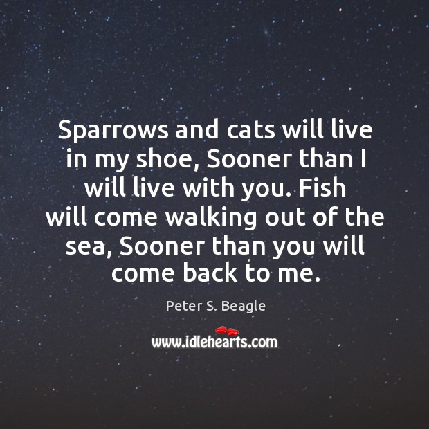 Sparrows and cats will live in my shoe, Sooner than I will Image